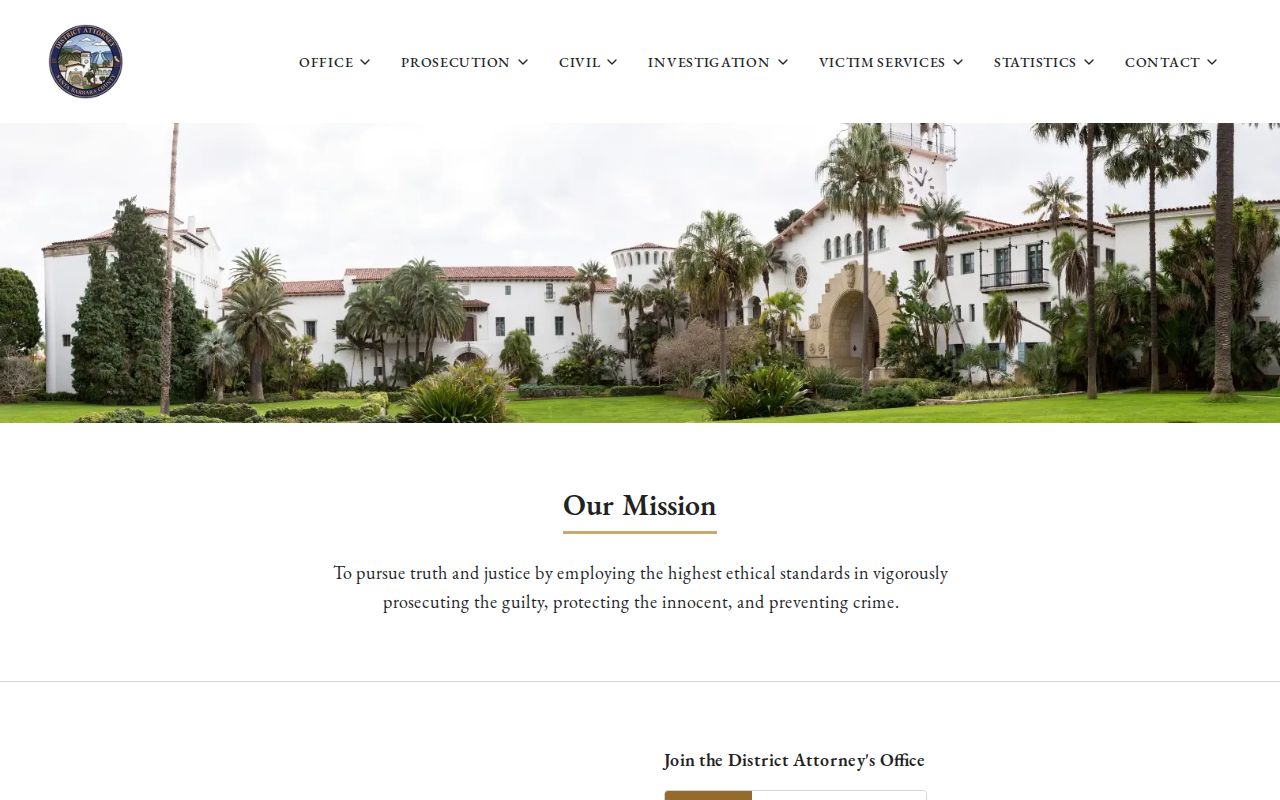 Santa Barbara County criminal history District Attorney dashboards