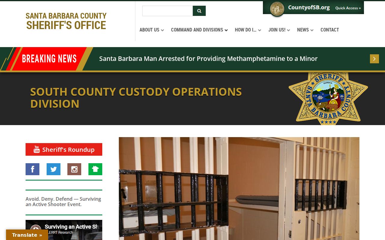 Santa Barbara County criminal history Main Jail campus